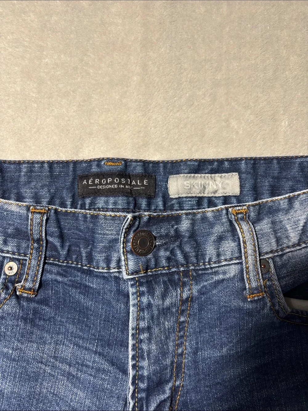 Aeropostale Men’s Skinny Jeans 31x32 Distressed Medium Wash Denim